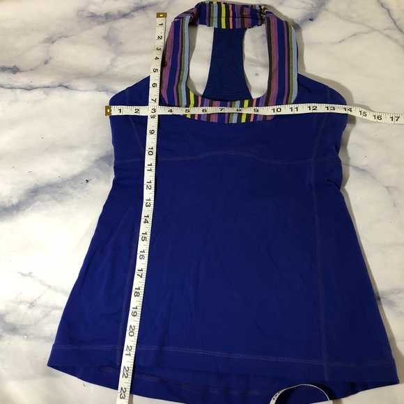 Lululemon Royal Blue & Stripes Scoopneck Tank Top - Picture 3 of 8